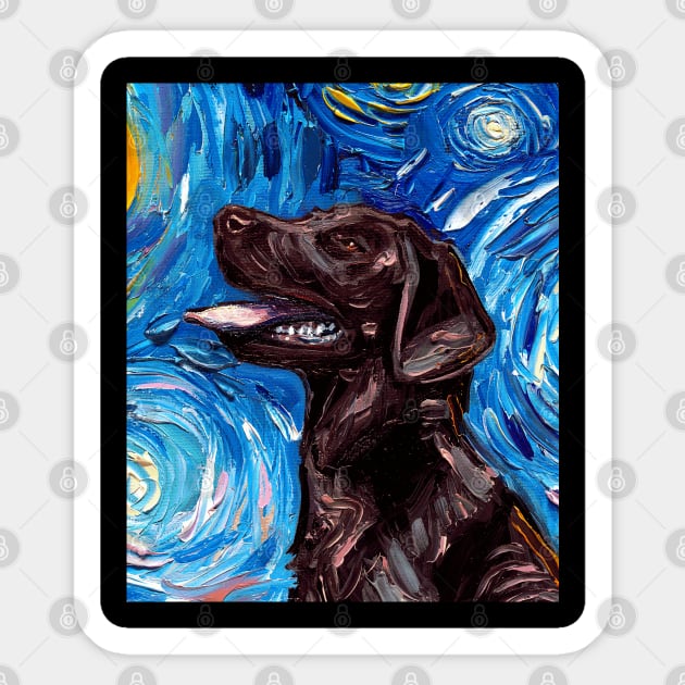 Chocolate Labrador Night (Portrait) Sticker by sagittariusgallery